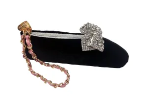 Betsey Johnson Tippee Toe Velvet Black Ballet Slipper Wristlet
