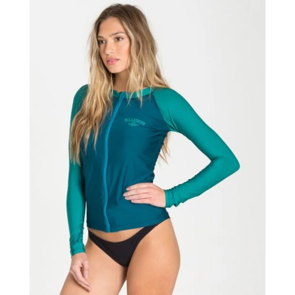 BILLABONG FRONT ZIP L/S RASH GUARD BLUE
