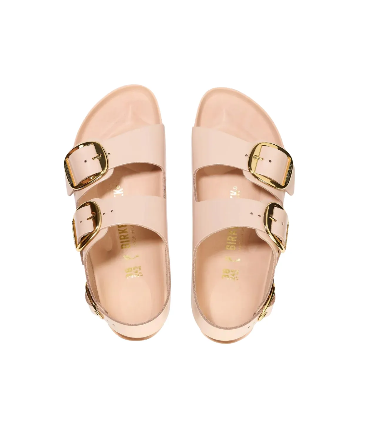 Birkenstock Milano Big Buckle High Shine Natural/Patent Leather New Beige Sandals