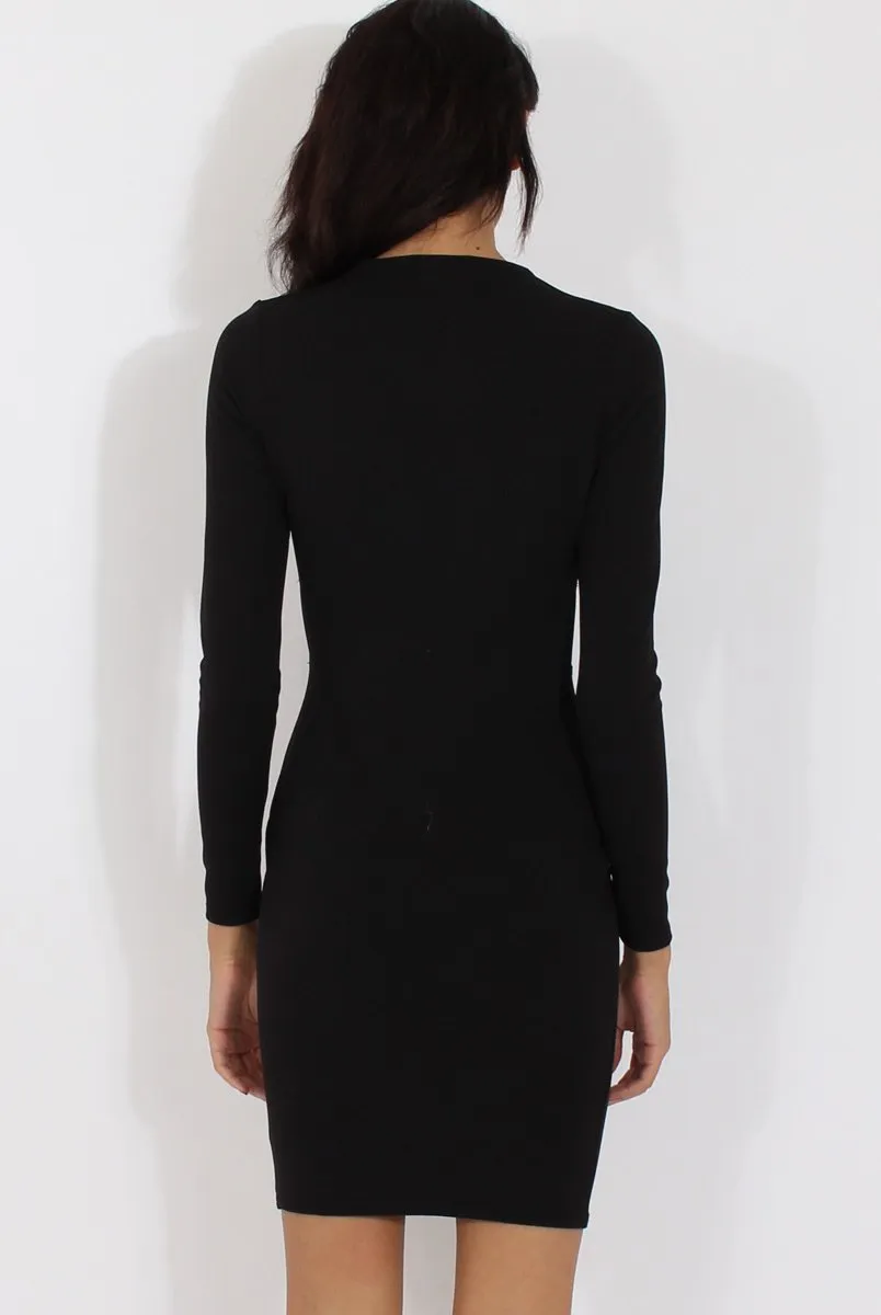 Black Cut Out Zip Detail Dress - Cordelia