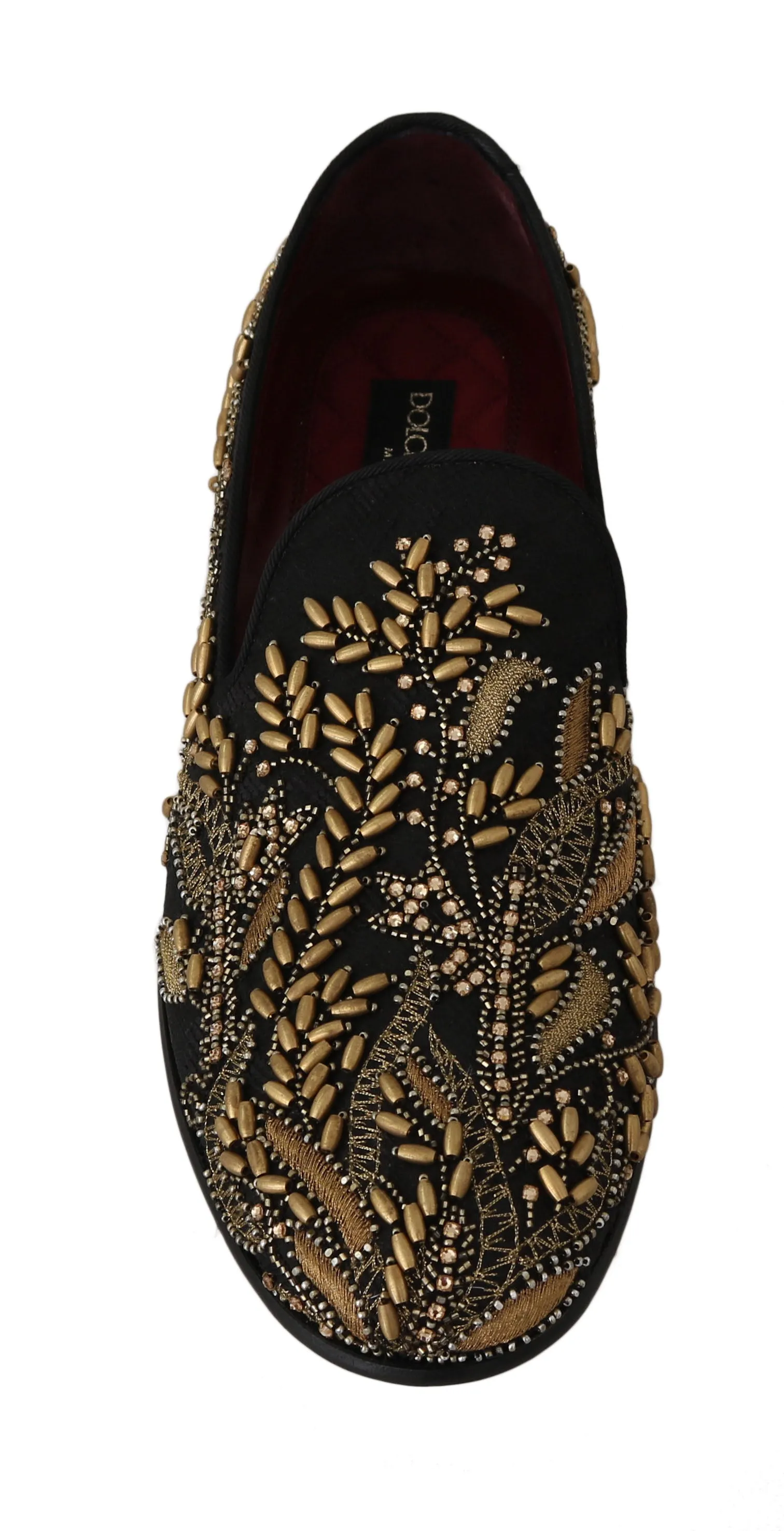 Black Jacquard Crystal Sequined Loafers