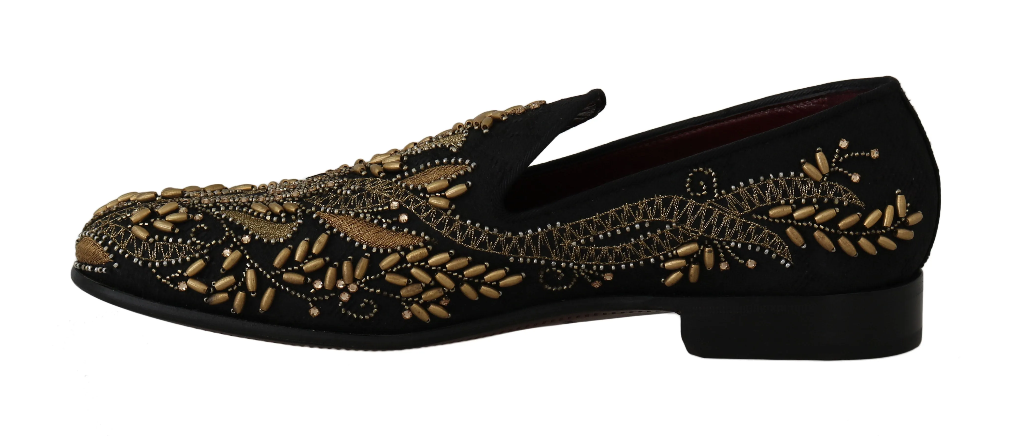Black Jacquard Crystal Sequined Loafers