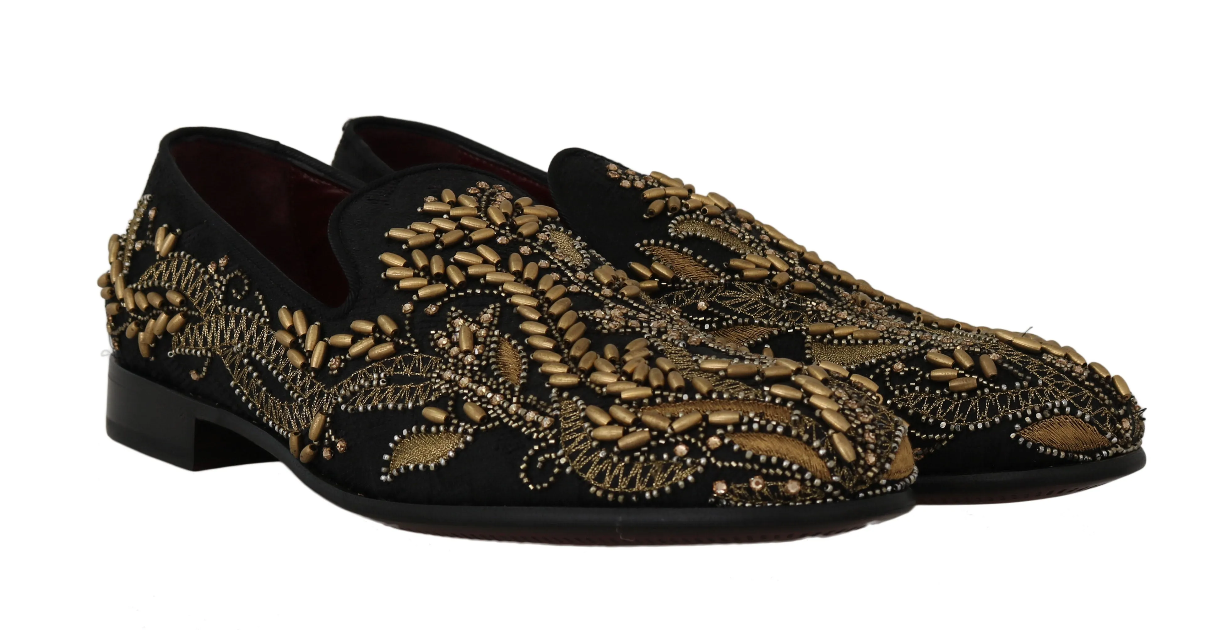 Black Jacquard Crystal Sequined Loafers