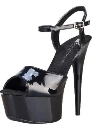 Black Platform Sandal With Quick Release Strap 6in Heel Size 9