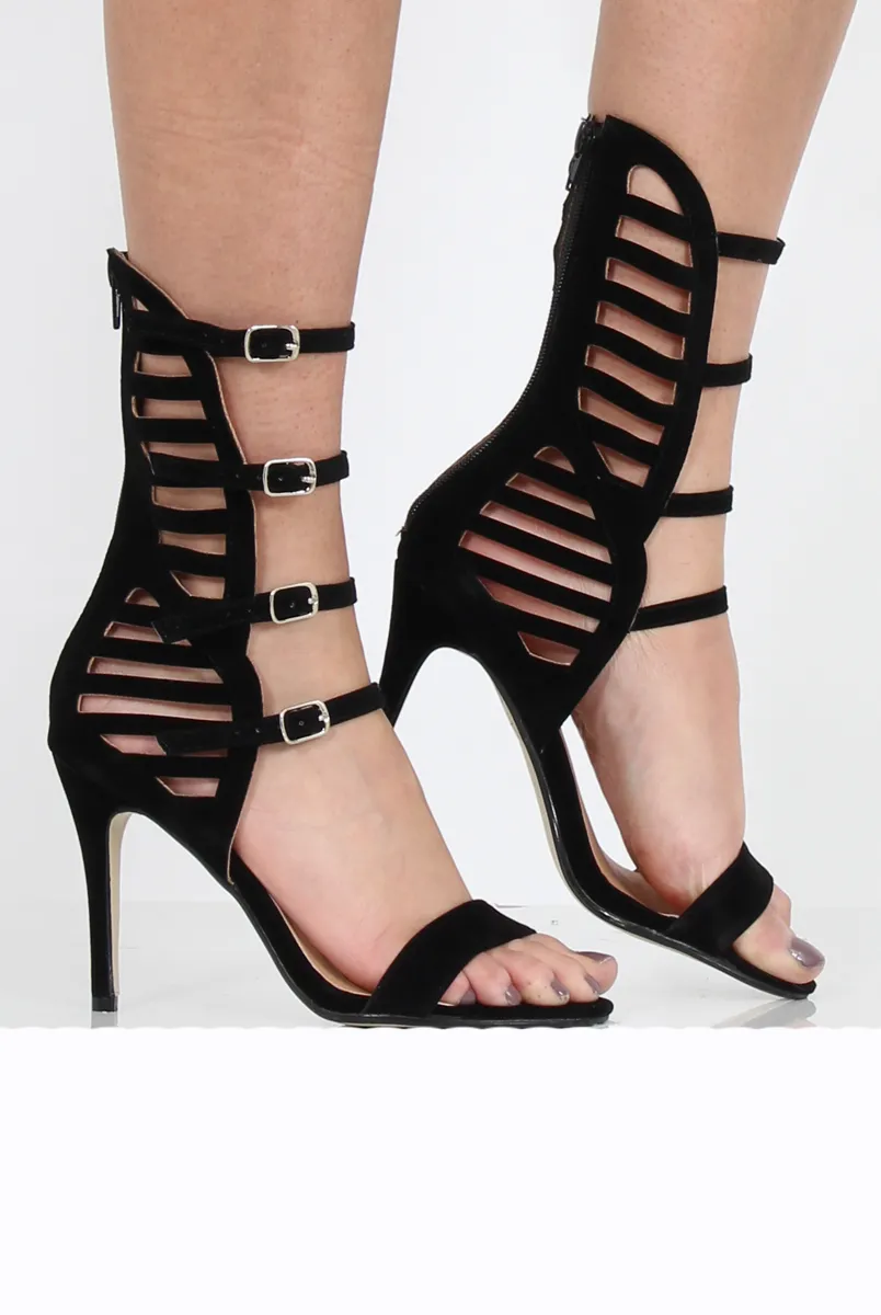 Black Strappy Ankle Heels - Ailsa