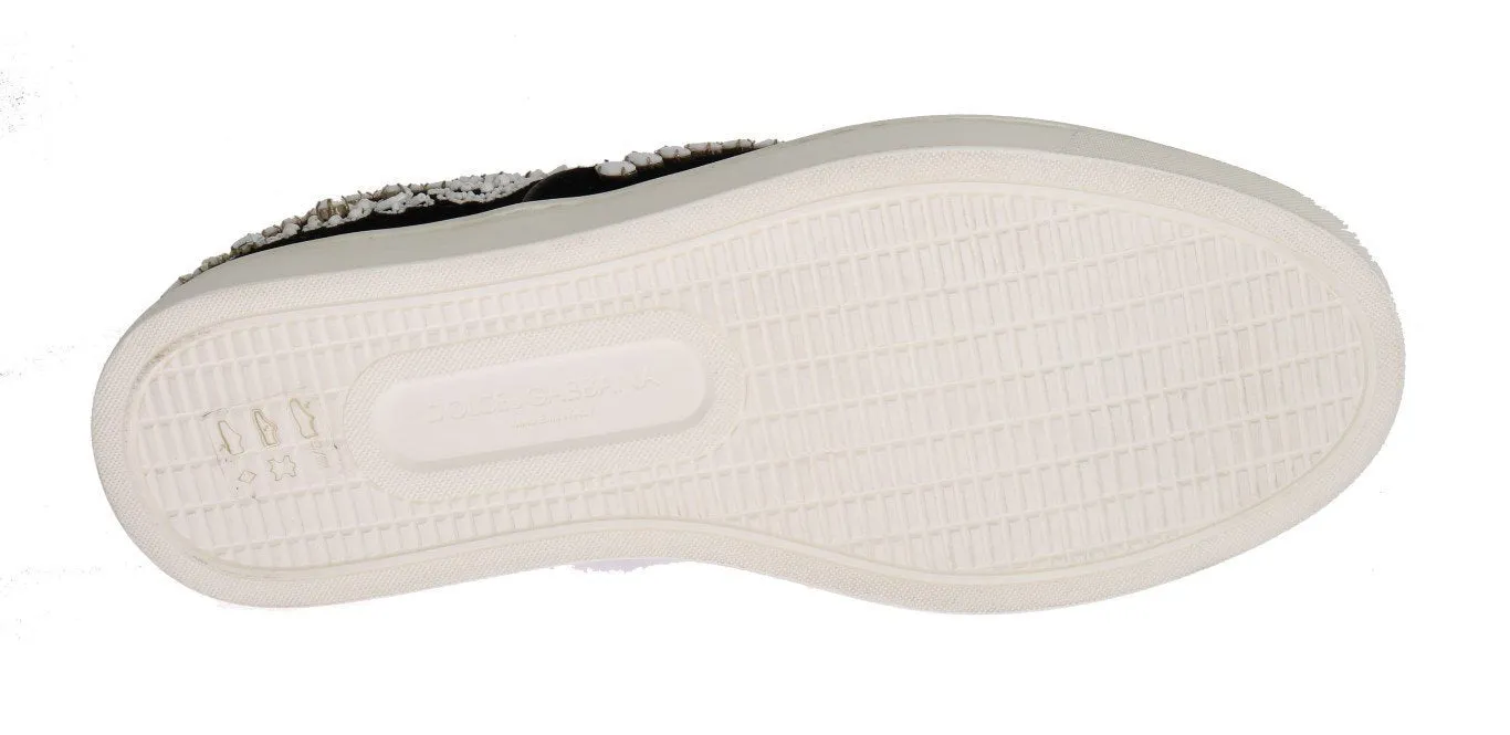 Black Velvet White Crystal Loafers
