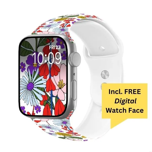 Blossom Ballet Print | Silicone Watch Band for Apple Watch ®   Watch Face Incl.