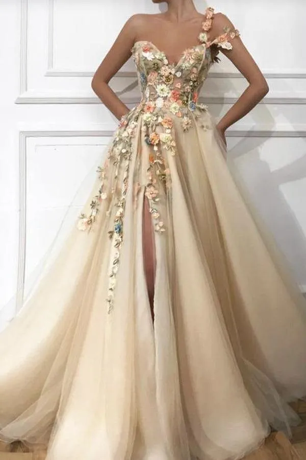 Blossom Essence Sweetheart One Shoulder Gown Prom Dress TP0828