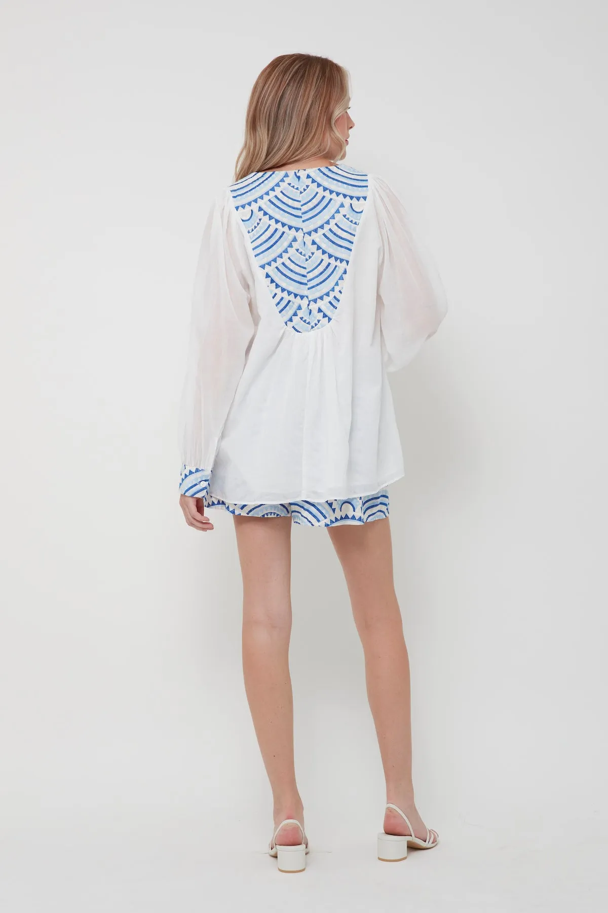 BLOUSE NEW ALL OVER L/S - WHITE CIEL