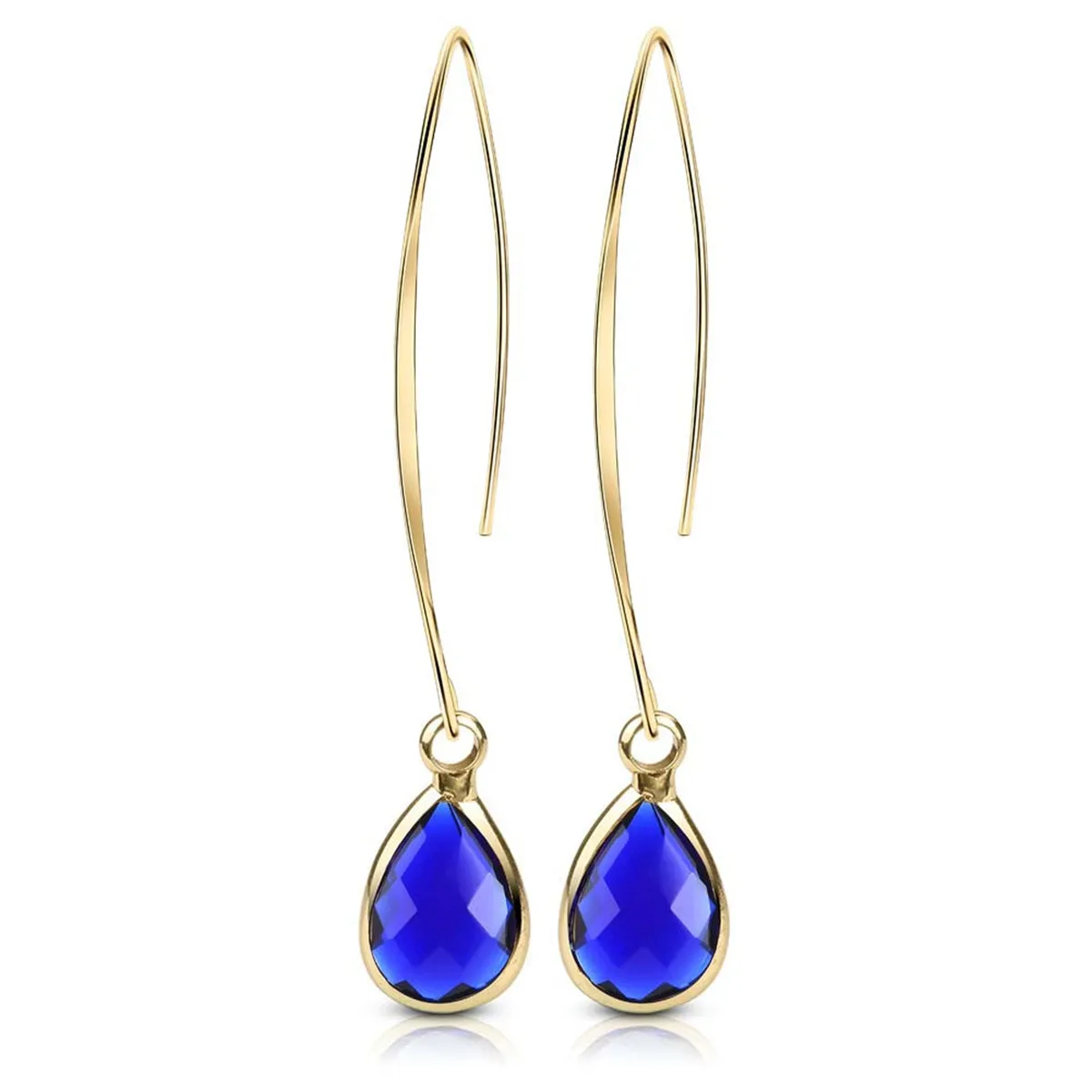 Blue Crystal & 18K Gold-Plated Threader Earrings