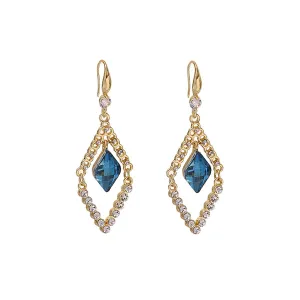Blue Crystal & Cubic Zirconia Diamond Drop Earrings