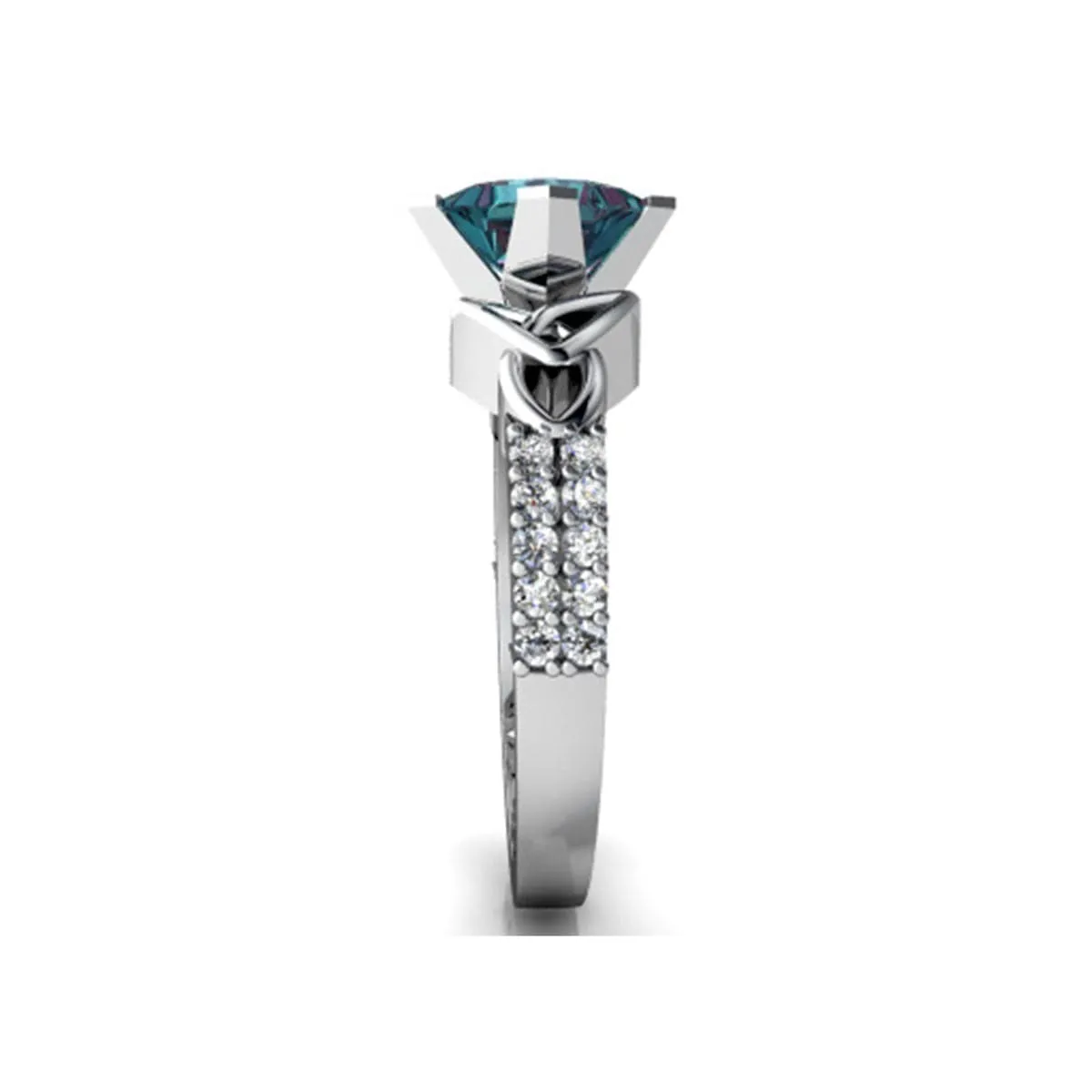 Blue Cubic Zirconia & Crystal Princess-Cut Ring