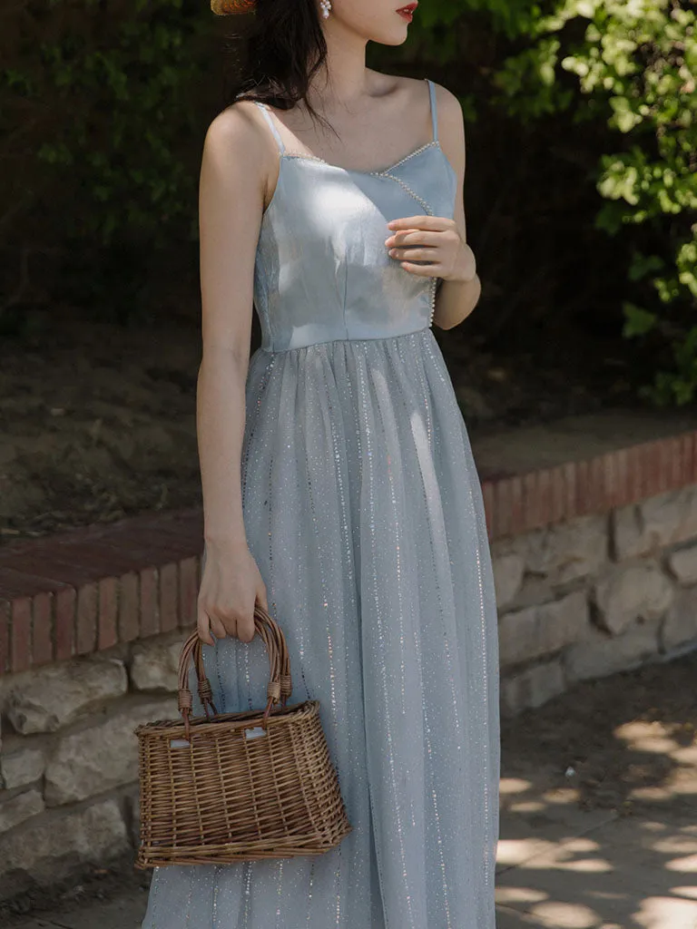 Blue Pearl Spaghetti Strap Sequined Mesh Ballet Dress Inspired By The Little Mermaid