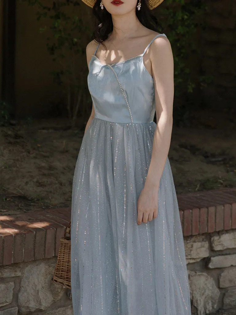 Blue Pearl Spaghetti Strap Sequined Mesh Ballet Dress Inspired By The Little Mermaid
