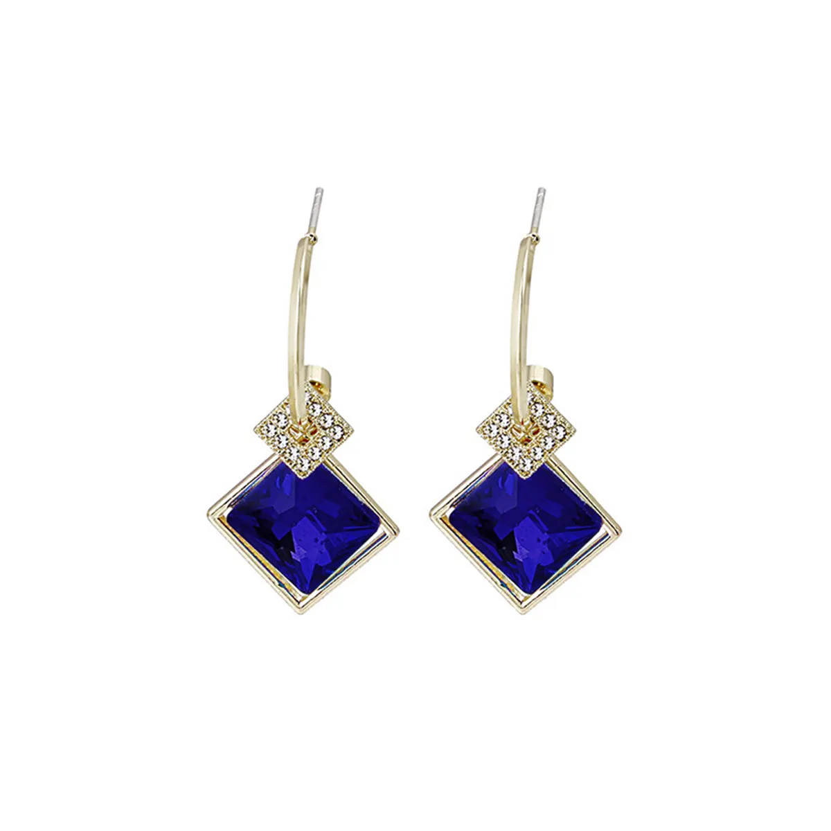 Blue Princess Crystal & Cubic Zirconia Huggie Earrings