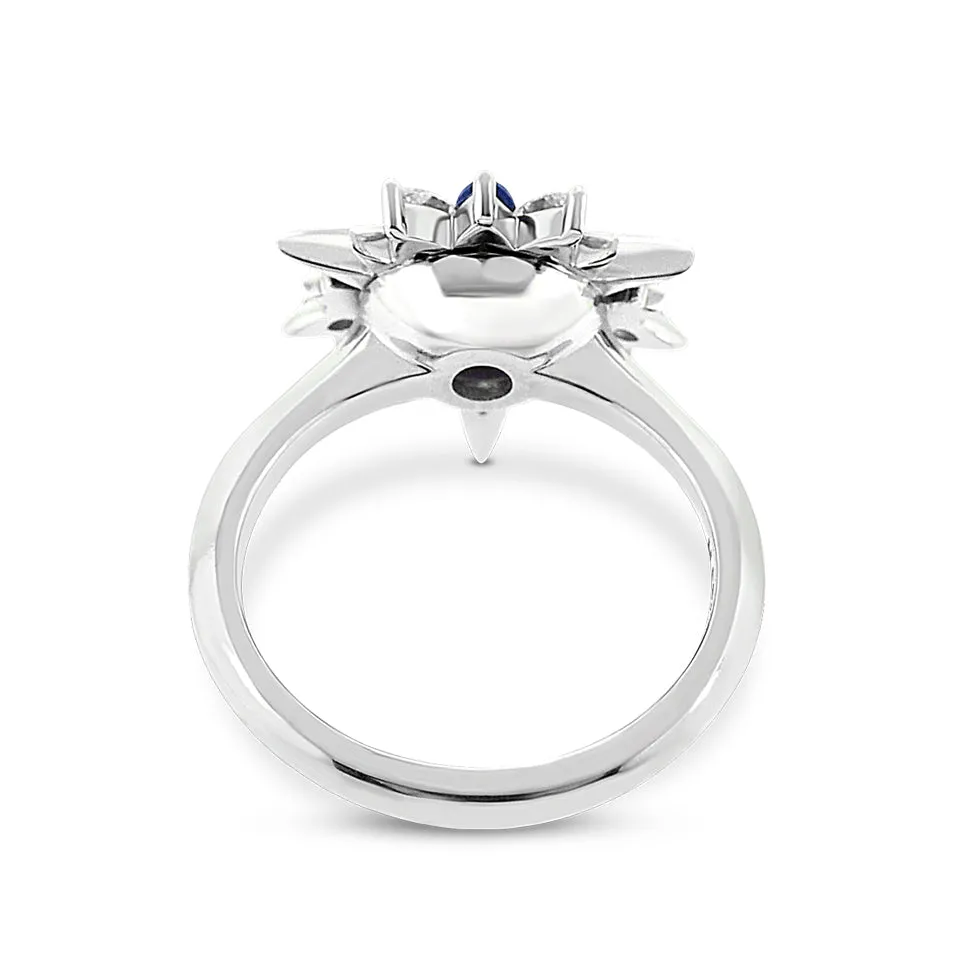 Blue Sapphire And Diamond Alternative Engagement Ring - Shooting Star