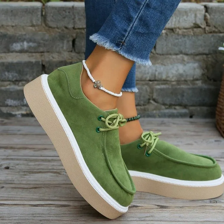 Boat Thick Bottom Lace-up Flats