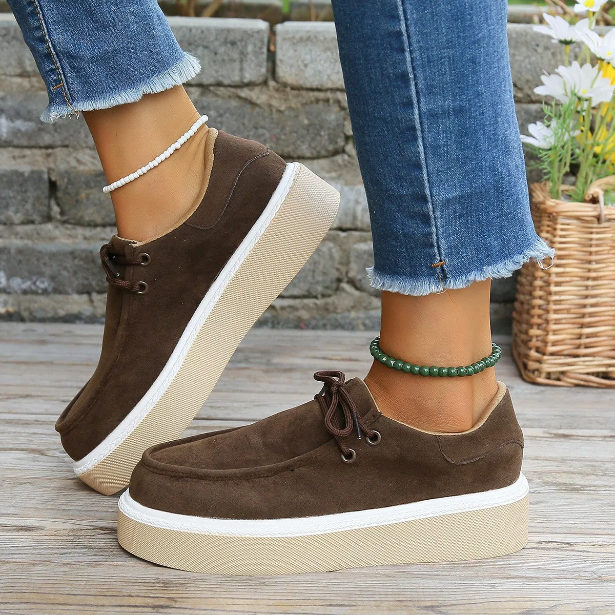 Boat Thick Bottom Lace-up Flats