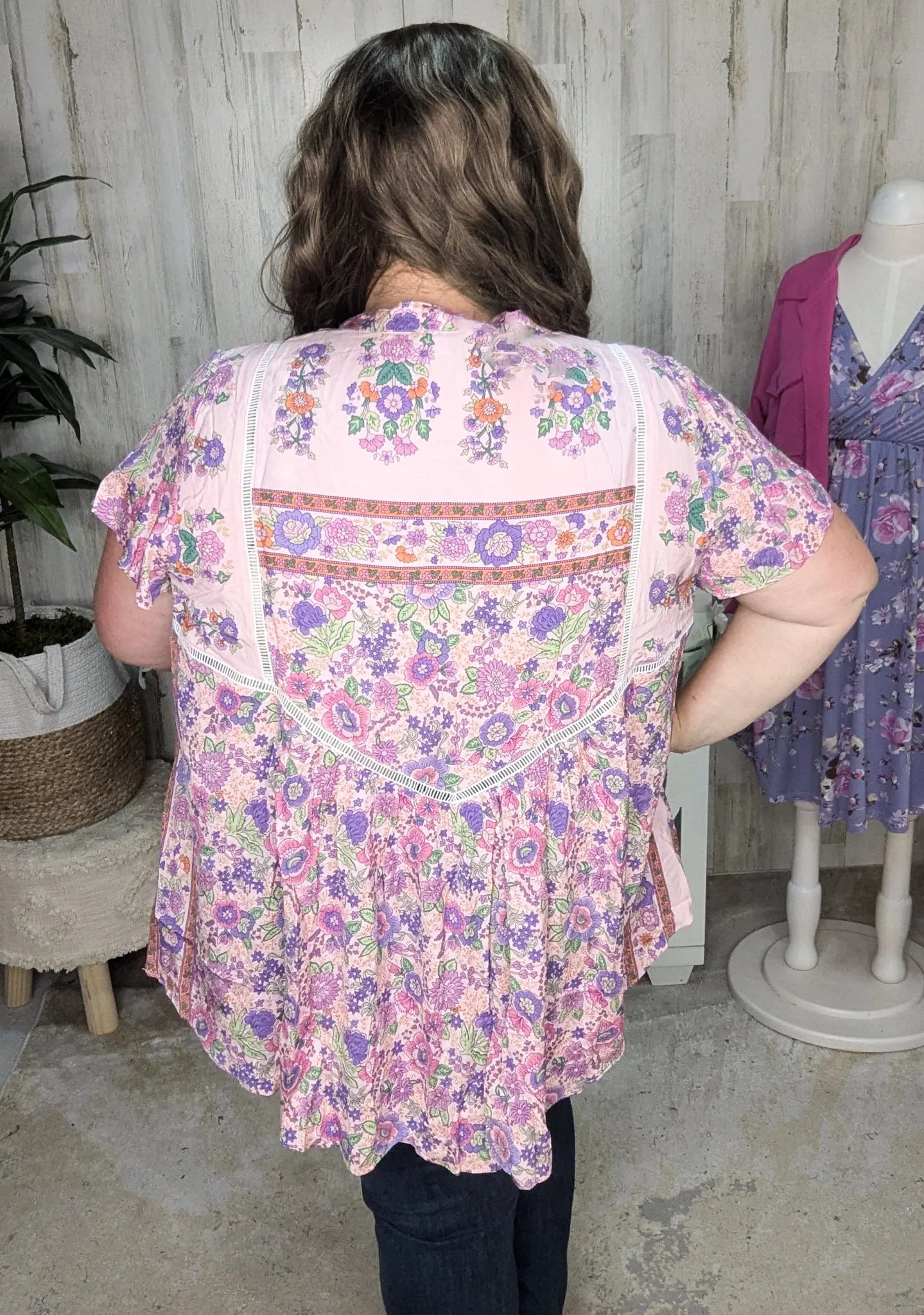Bohemia Vneck Floral Top w/Tassels   Lace (2 colors)