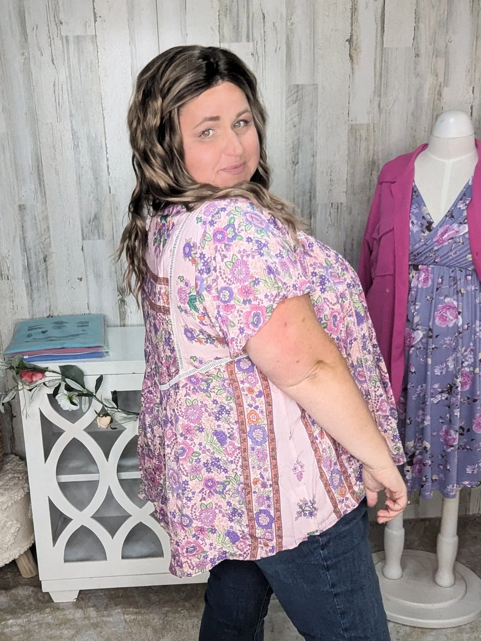 Bohemia Vneck Floral Top w/Tassels   Lace (2 colors)