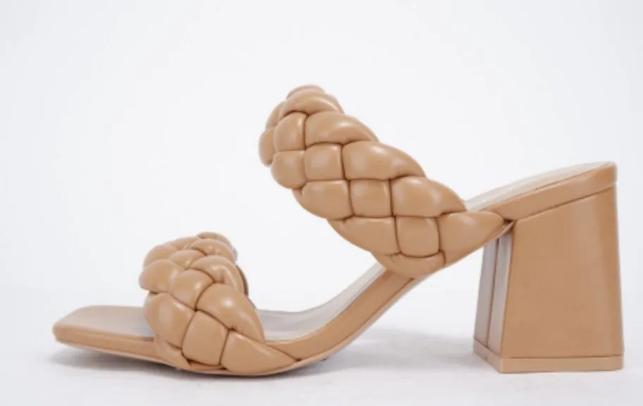 Braided Double Strap Chunky Heel