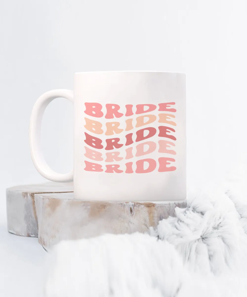 Bride Cup, Groovy Bachelorette, Groovy Bride, Retro Bride Mug, Bridal Party Mugs, Wedding Day, Aesthetic Boho Pink Peach Coffee Cup