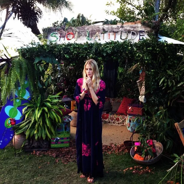 Bright Pink Cotton Embroidered Caftan