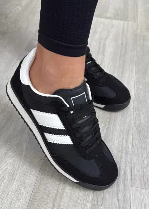 Britney Black Side Stripe Trainers