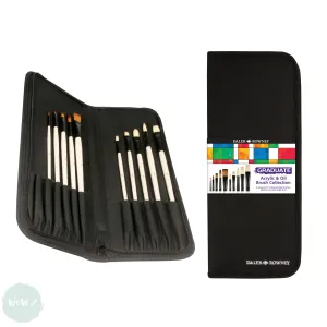 BRUSH SET - Daler Rowney - GRADUATE –  Oil & Acrylic Brush Collection - Zip Case set 10 assorted