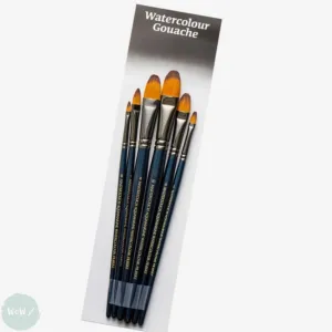 BRUSH SET -  PRO ARTE - Mastertouch AQUAMARINE - Watercolour & Gouache - Brush Wallet Set - 6 Assorted FILBERTS