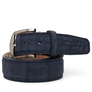 Buffed American Alligator Custom Belt 40mm in Navy