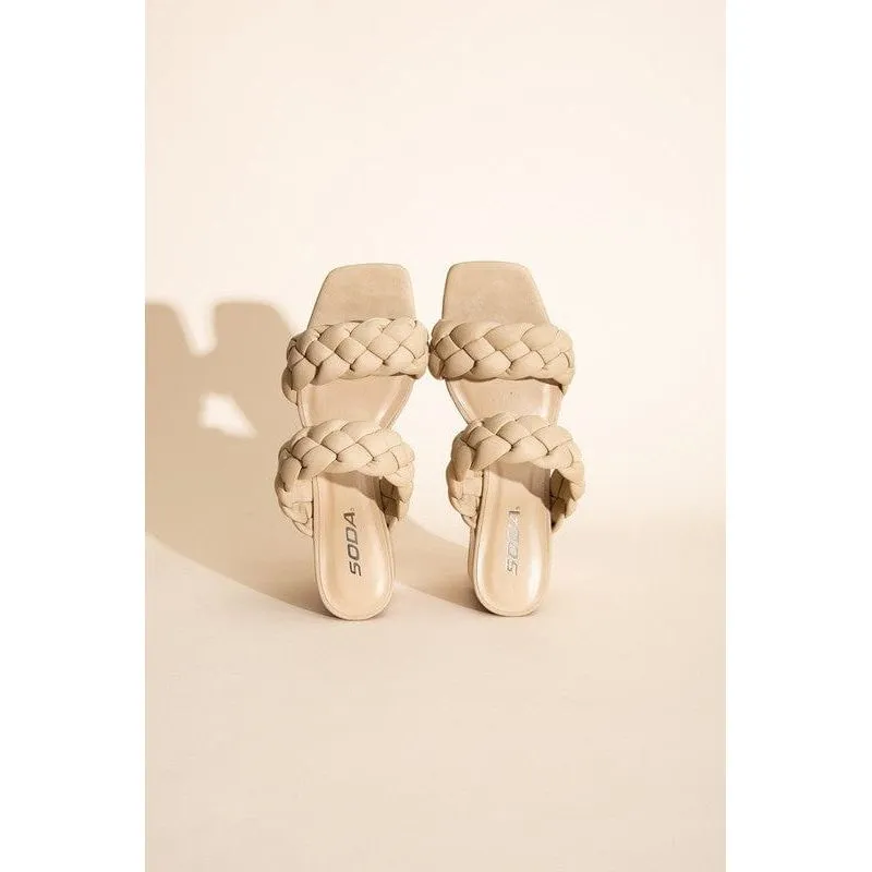 Buggy-s Braided Strap Mule Heels