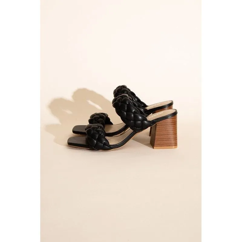 Buggy-s Braided Strap Mule Heels