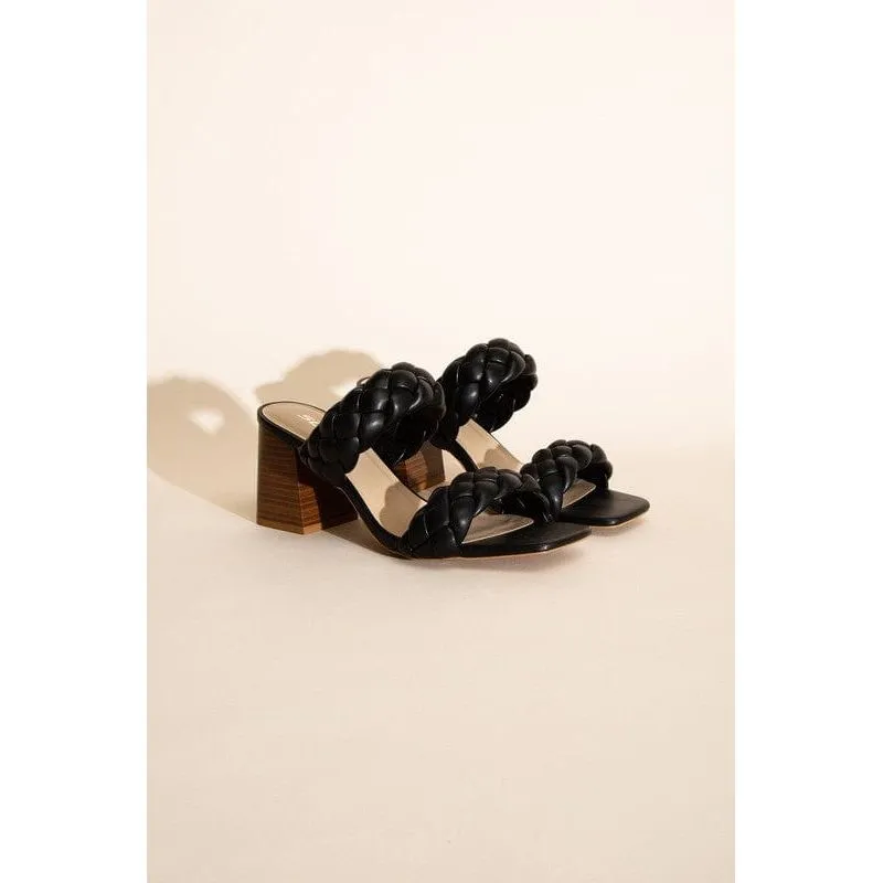 Buggy-s Braided Strap Mule Heels