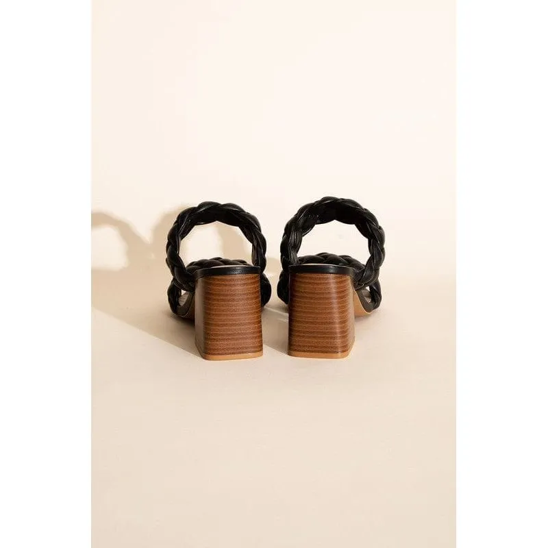 Buggy-s Braided Strap Mule Heels