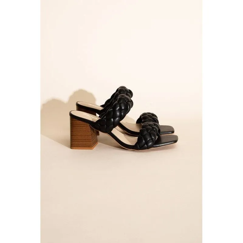 Buggy-s Braided Strap Mule Heels