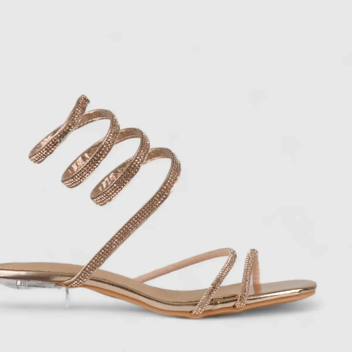 Bulbul Perspex Heel Bling Sandal Rose Gold LU003