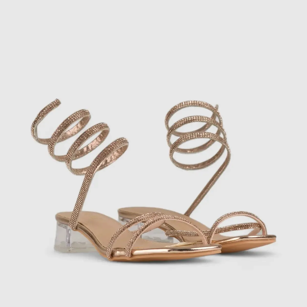 Bulbul Perspex Heel Bling Sandal Rose Gold LU003