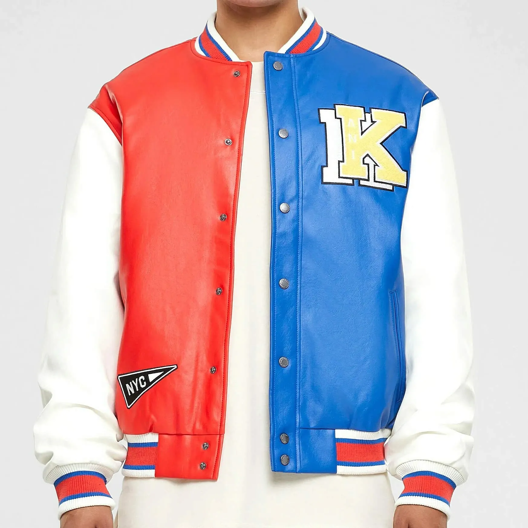Bunda bomber Karl Kani Retro Patch Block College Jacket červená/biela/modrá