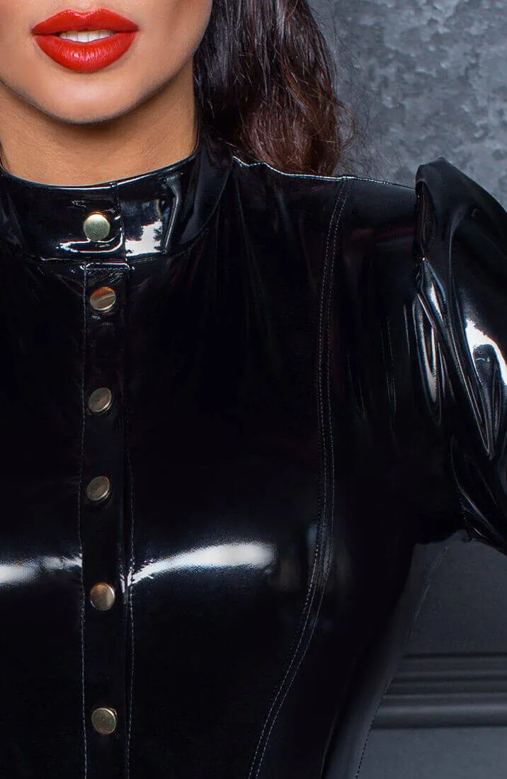Button-up long sleeve PVC dress - Womanizer