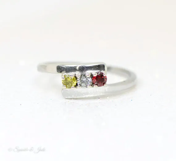 Bypass Family 3mm Birthstone Ring