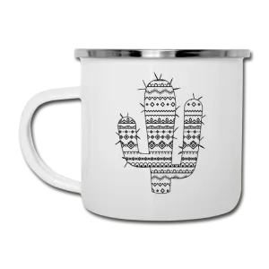 Cactus White Enamel Camping Mug