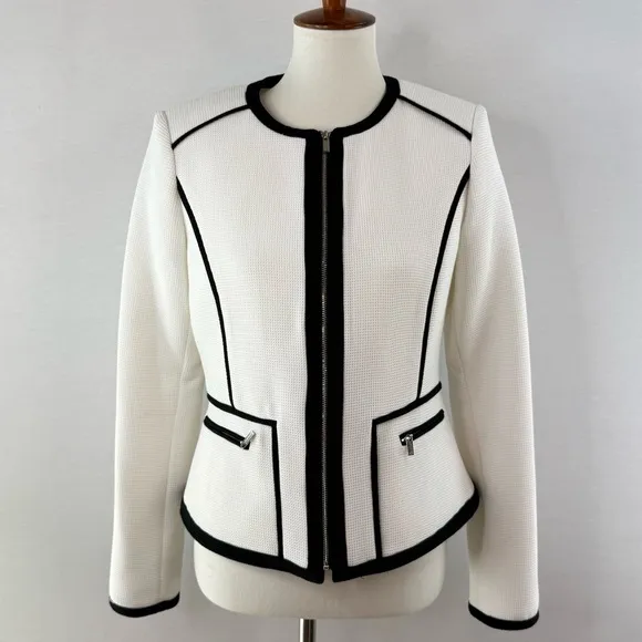 Calvin Klein Elegant White and Black Women's Jacket NWT