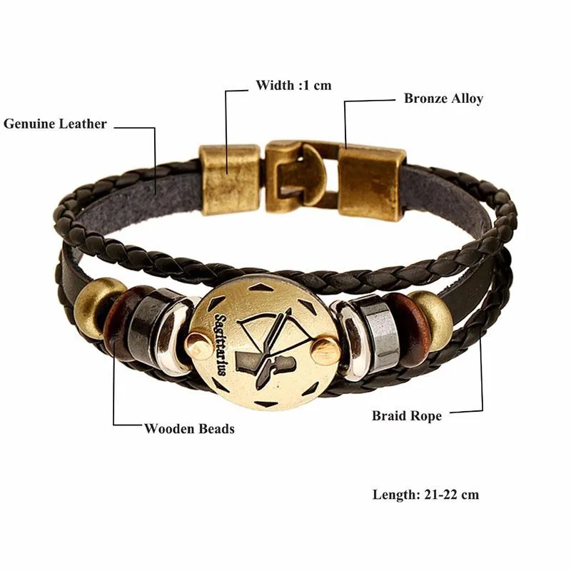 Capricorn Zodiac Leather Bracelet