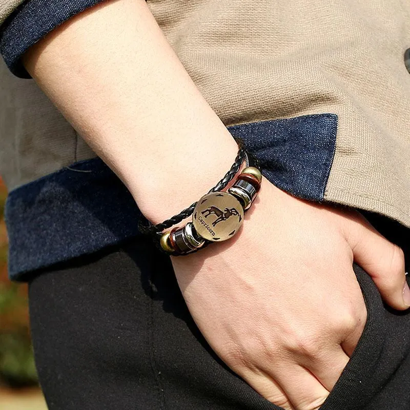 Capricorn Zodiac Leather Bracelet