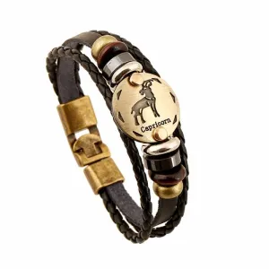 Capricorn Zodiac Leather Bracelet