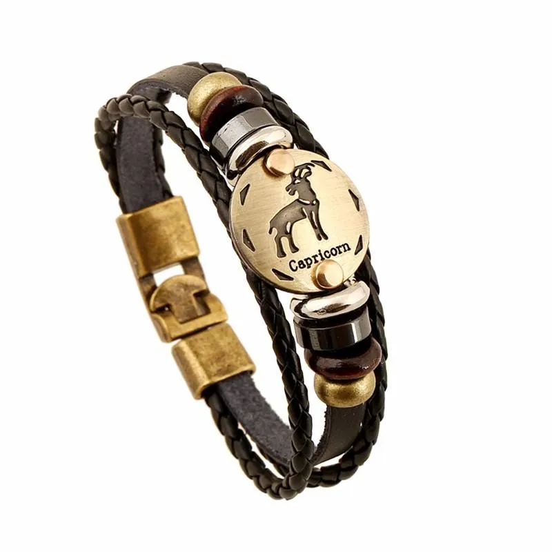 Capricorn Zodiac Leather Bracelet