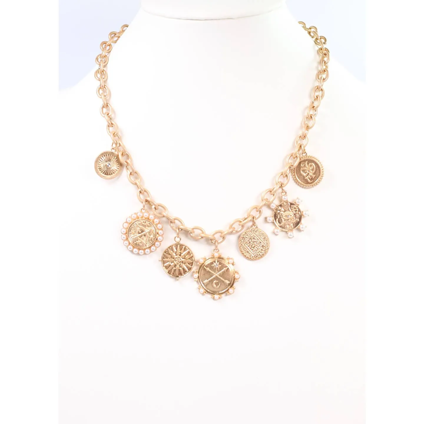 Caroline Hill - Mcwilliams Charm Necklace Worn Gold