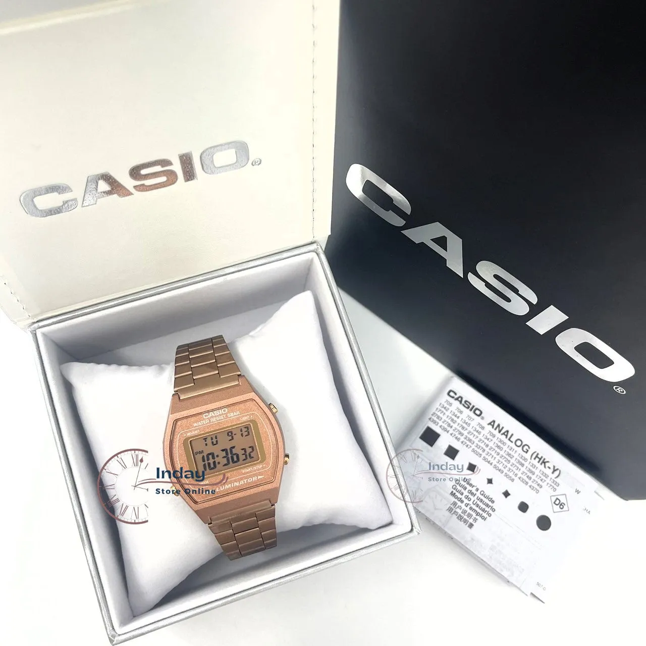 Casio Vintage Women's Watch B640WC-5A Rose Gold Plated Stainless Steel Self-adjustable Band