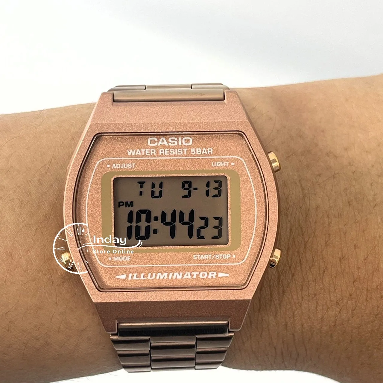 Casio Vintage Women's Watch B640WC-5A Rose Gold Plated Stainless Steel Self-adjustable Band